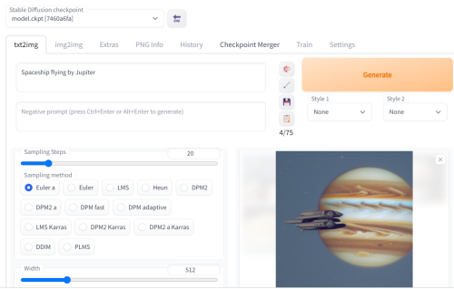 Stable DiffusionをローカルPCで動かした。