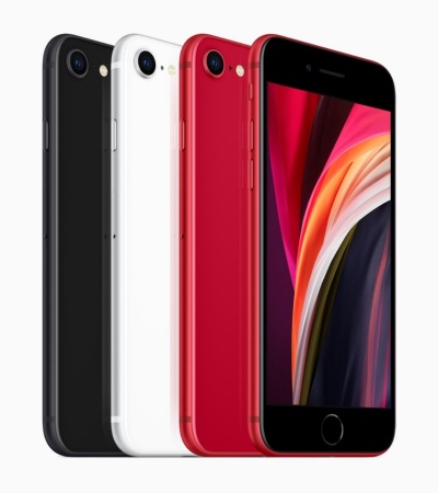 第2世代のiPhone SE。本体色はブラックとホワイト、「(PRODUCT)RED」の3種類