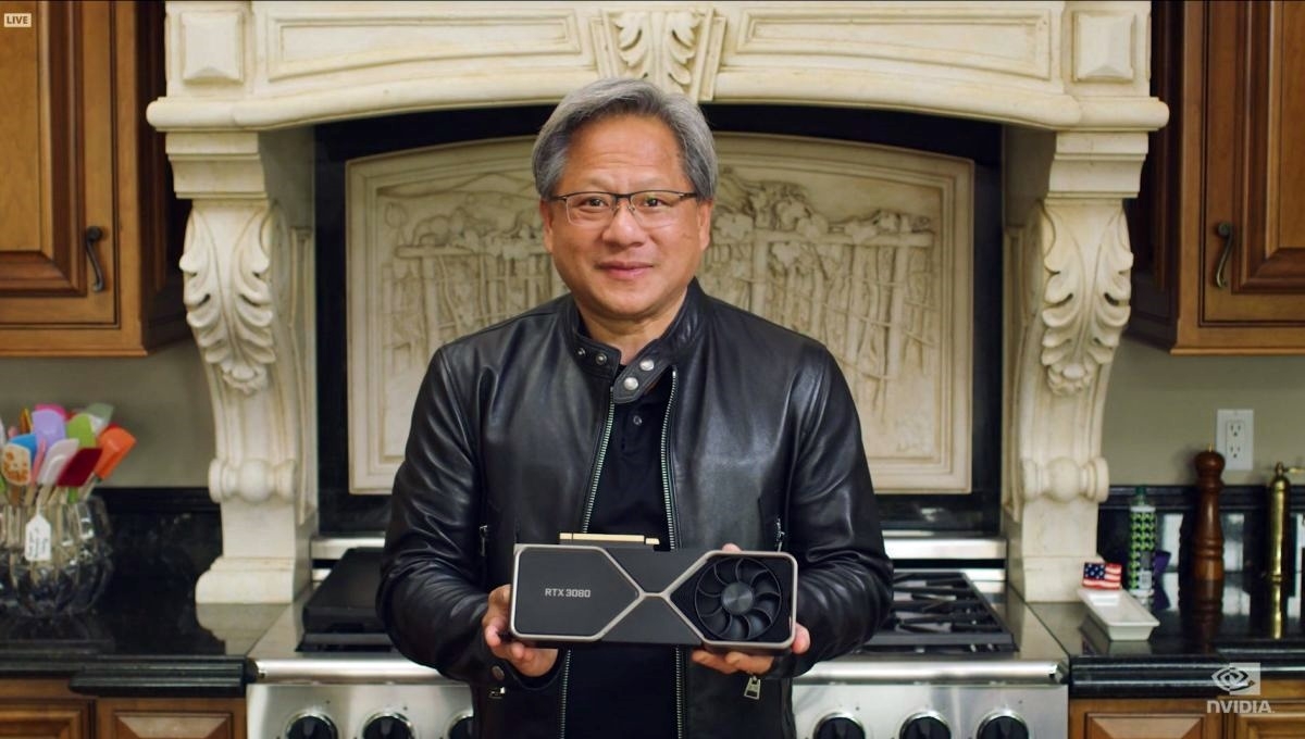 2020年9月のオンラインイベントで自社製品をアピールするNVIDIAのHuang氏