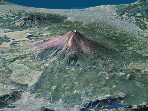 北から見下ろした富士山とその周辺のイメージ（出所：国土交通省）