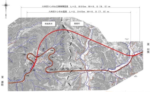 八木沢トンネルの位置図