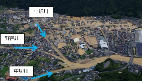 7月7日の広島県呉市安浦町の浸水状況