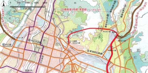 広島高速5号線の位置図（資料：広島高速道路公社）