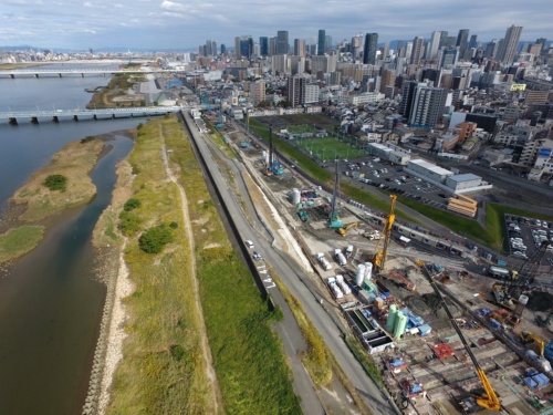 工事が進む淀川左岸線の2期工事区間（写真：大阪市）