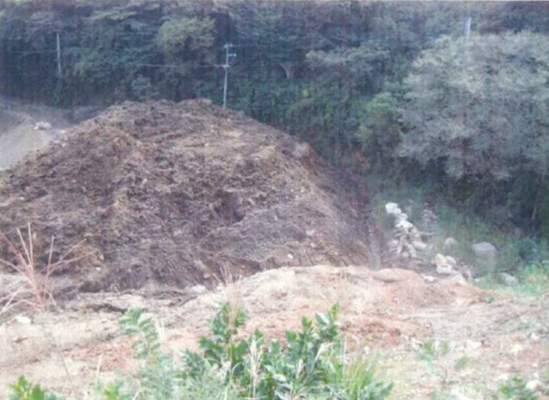 問題の盛り土の2010年10月の様子。建設発生土（残土）処分地の上部の道路よりも、さらに上に残土が積み上げられていた（写真：静岡県）