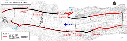 被災箇所の位置図(出所:国土交通省千曲川河川事務所)