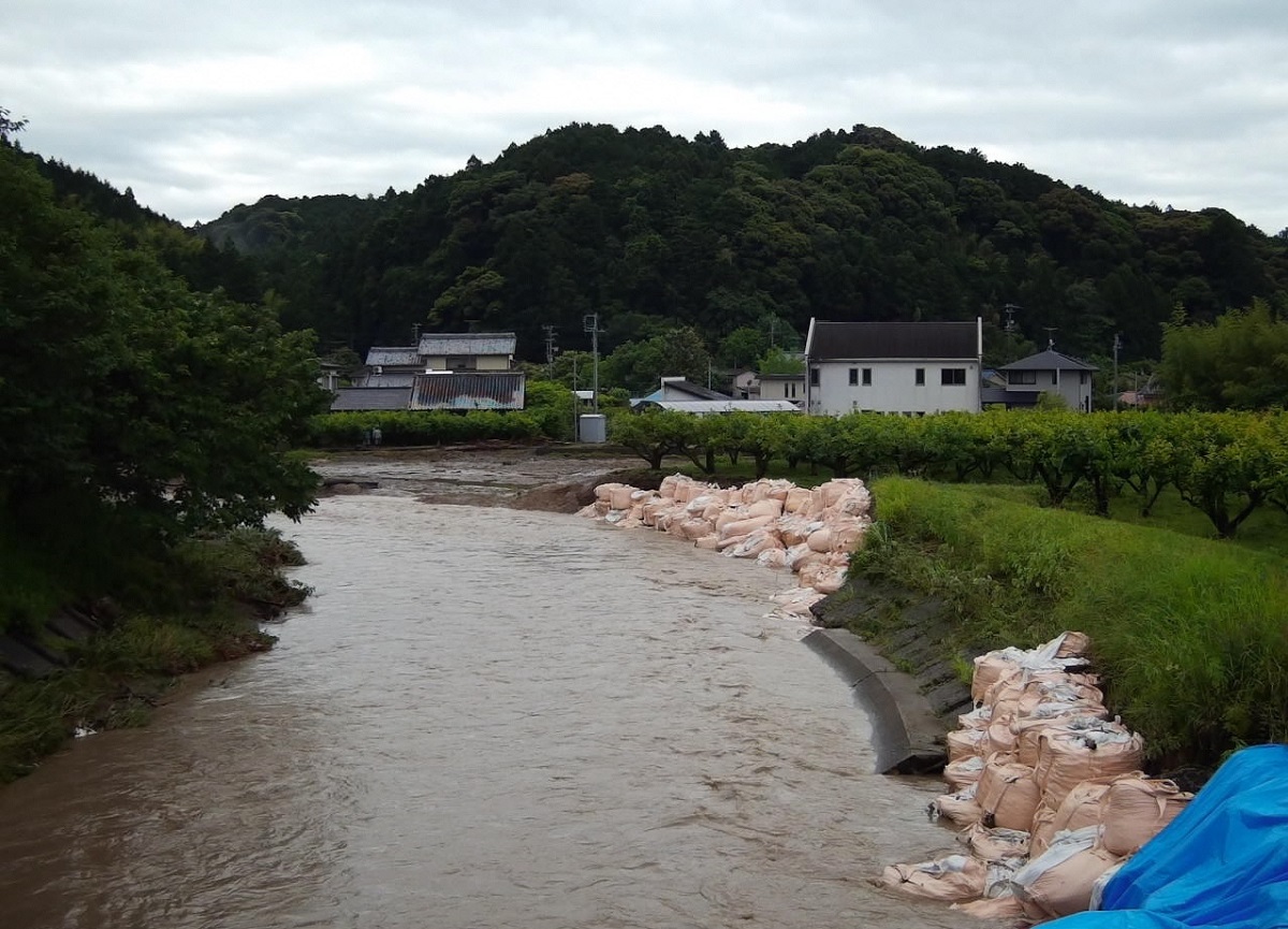 決壊後の堤防（写真：静岡県袋井土木事務所）