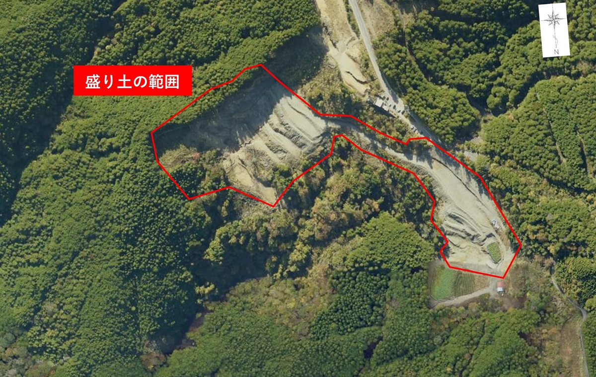 撤去する静岡市杉尾地区の盛り土（出所：静岡県静岡土木事務所）