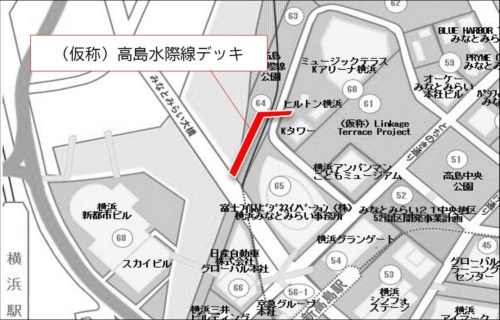 高島水際線デッキの位置図(出所:横浜市)
