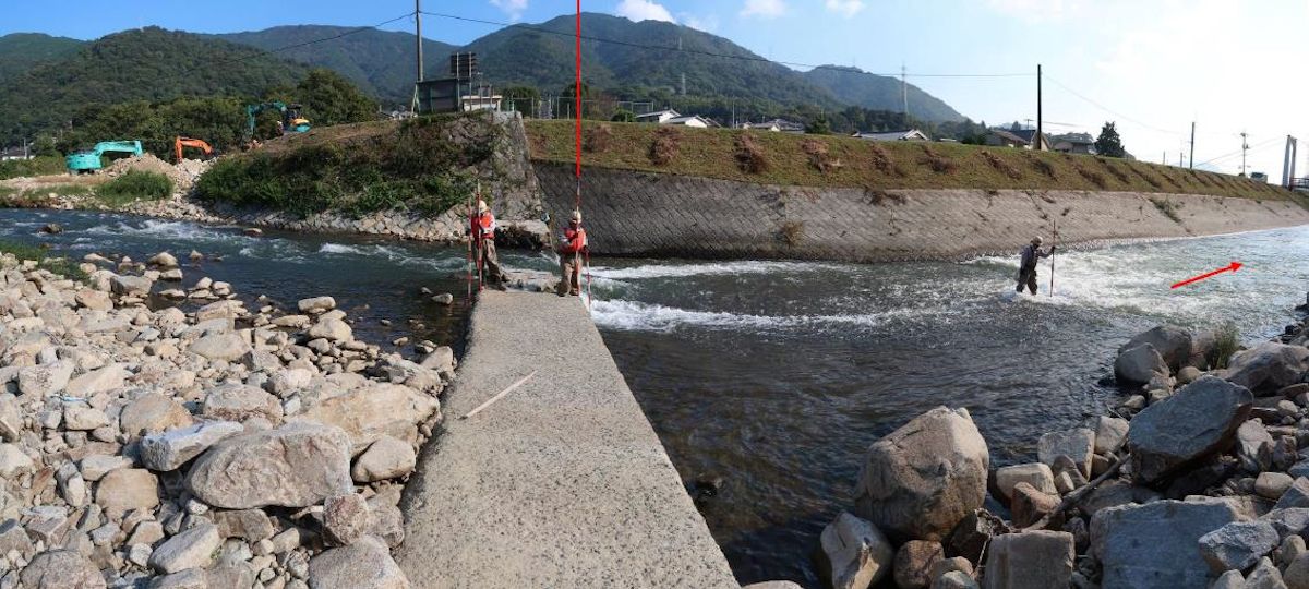 災害復旧事業を実施した二級河川黒瀬川における着工前の様子（写真：広島県）