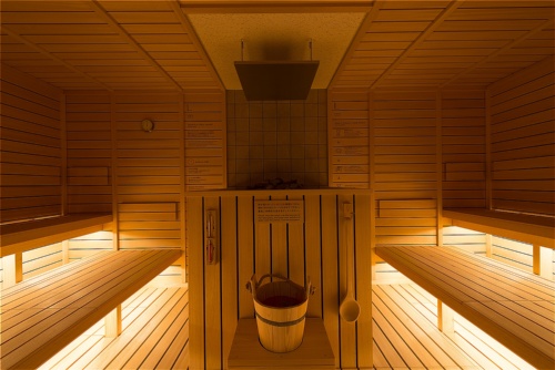 本場であるフィンランドに倣ったサウナスペース。熱したサウナストーンにミント水をかけて蒸気浴を楽しめる「ロウリュ」スタイルになっている。3階に男性用、9階に女性用を設けている（撮影：渡邊 和俊）
