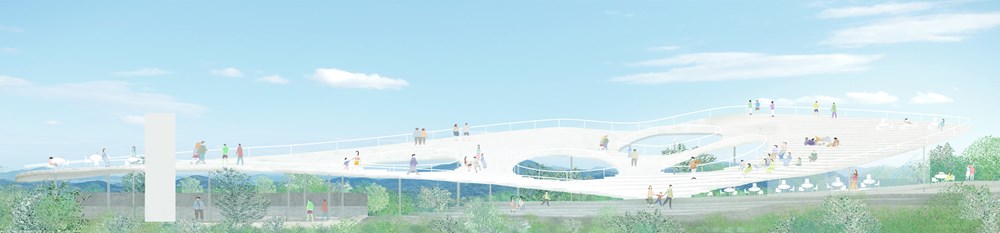 石上純也建築設計事務所がプロポーザルで提出した展望台のリニューアル案。後にデザインはシンプルな形へと大きく変更した（出所：石上純也建築設計事務所）