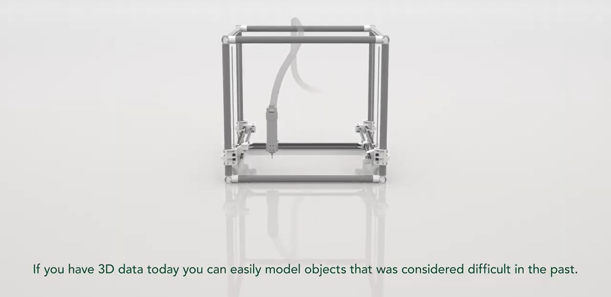Polyuseが2019年に動画の中で公開した建設3Dプリンターのイメージ図（資料：Polyuse）