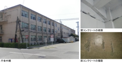 佐賀県にある築68年の陸上自衛隊目達原駐屯地庁舎。床や壁のコンクリートの劣化が目立つ（写真：防衛省）