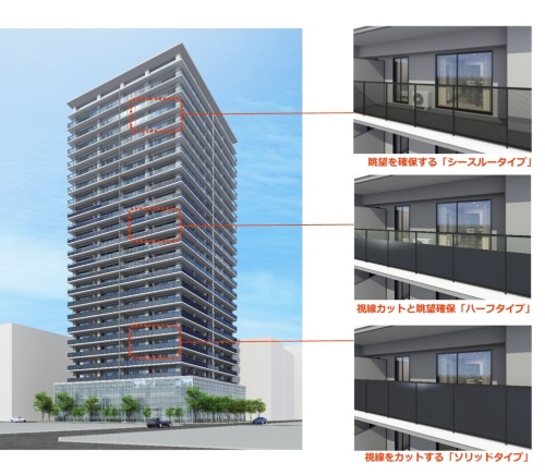 バルコニー用「T-Green Multi Solar」の導入イメージ(出所:大成建設)