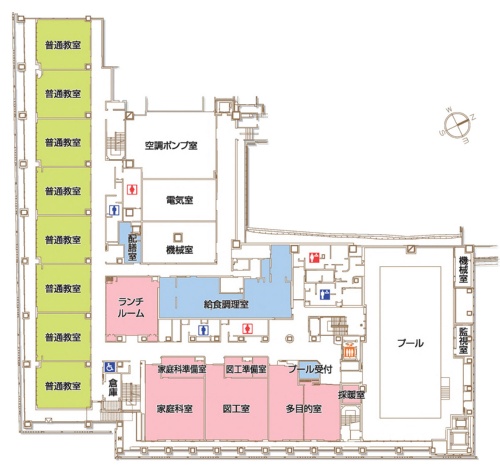 城東小学校の3階平面図（出所：東京都中央区）