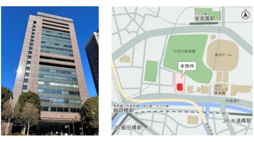 トヨタ自動車東京本社ビルの外観と位置（出所：トヨタ不動産）