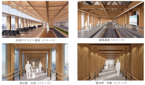 施設内部のイメージ。大断面の集成材やCLTなどを使い、木の質感を感じることができる空間にする(出所:日本航空ビルディング)