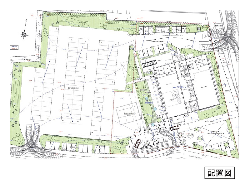新本社ビルの配置図。新本社ビルの西側に展示施設を建設する予定（出所：AQ Group）