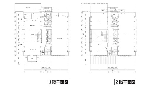 1~2階の平面図。中央にコア機能を集めたセンターコア方式を採用。1~2階には吹き抜けを設けた(出所:AQ Group)