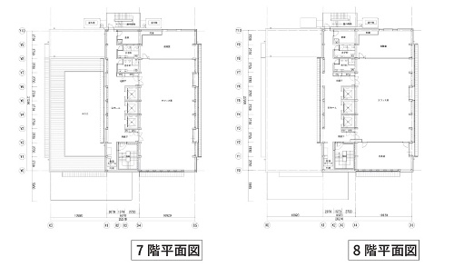 7~8階の平面図。7階西側にはテラスがあり、市内を一望できる(出所:AQ Group)