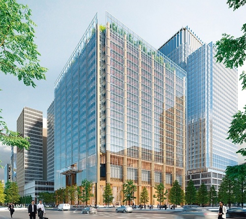 東京海上グループの「新・本店ビル」の完成イメージ(出所:東京海上ホールディングス、東京海上日動火災保険)