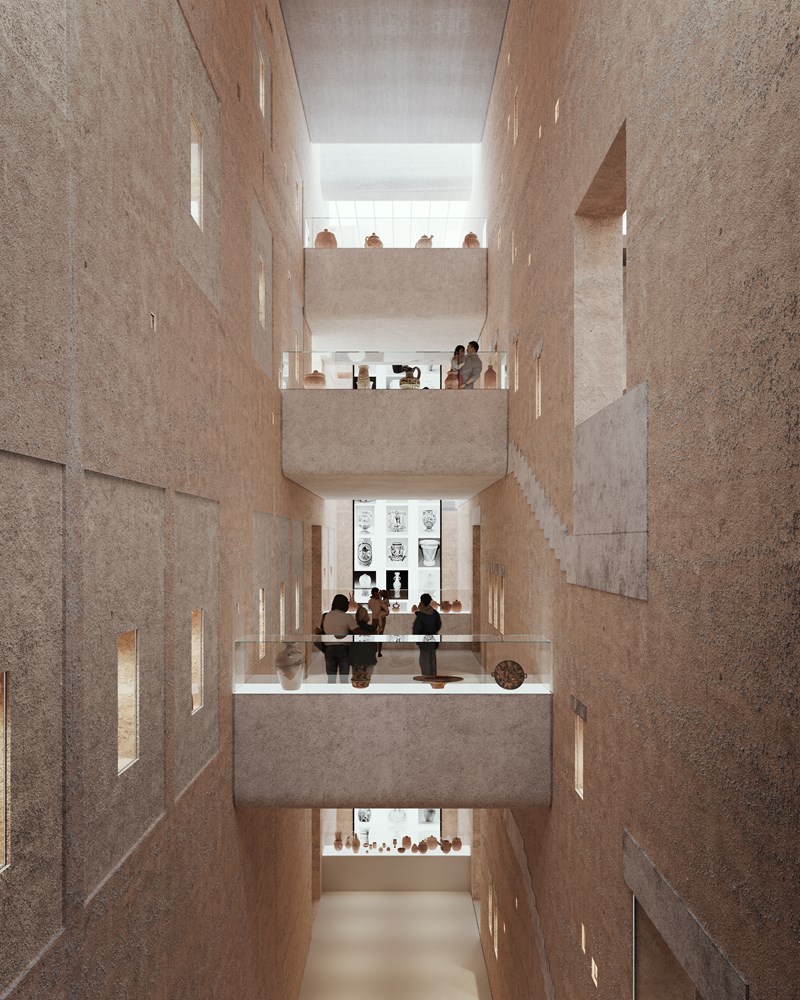 大英博物館の建物に関する歴史を調査し、その知見を基に自然素材の使用や持続可能性に配慮しながら展示室を構成する方針だ（出所：Lina Ghotmeh — Architecture）