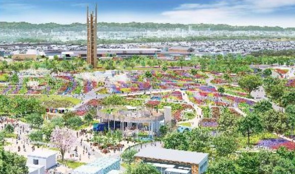 木の根本部分　オブジェなどに 大屋根リングが園芸博のシンボルツリーに生まれ変わる。鹿島、日本の