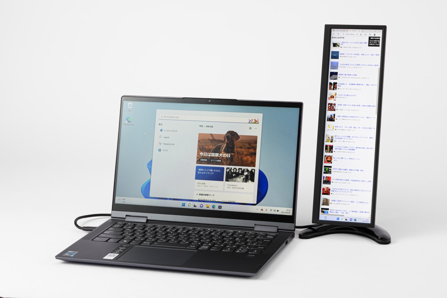 1920×515と細長の可搬ディスプレー「LCD12HCV-IPSW」、何に使えるか（4