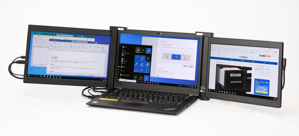 ノートパソコンが3画面に、ジャパンネクストの「Tri-Screen」を試す（3