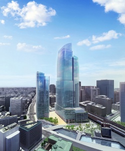 常盤橋街区再開発プロジェクトの目玉となる高さ390mの超高層ビル。2027年度までの完成を目指す（資料：三菱地所）