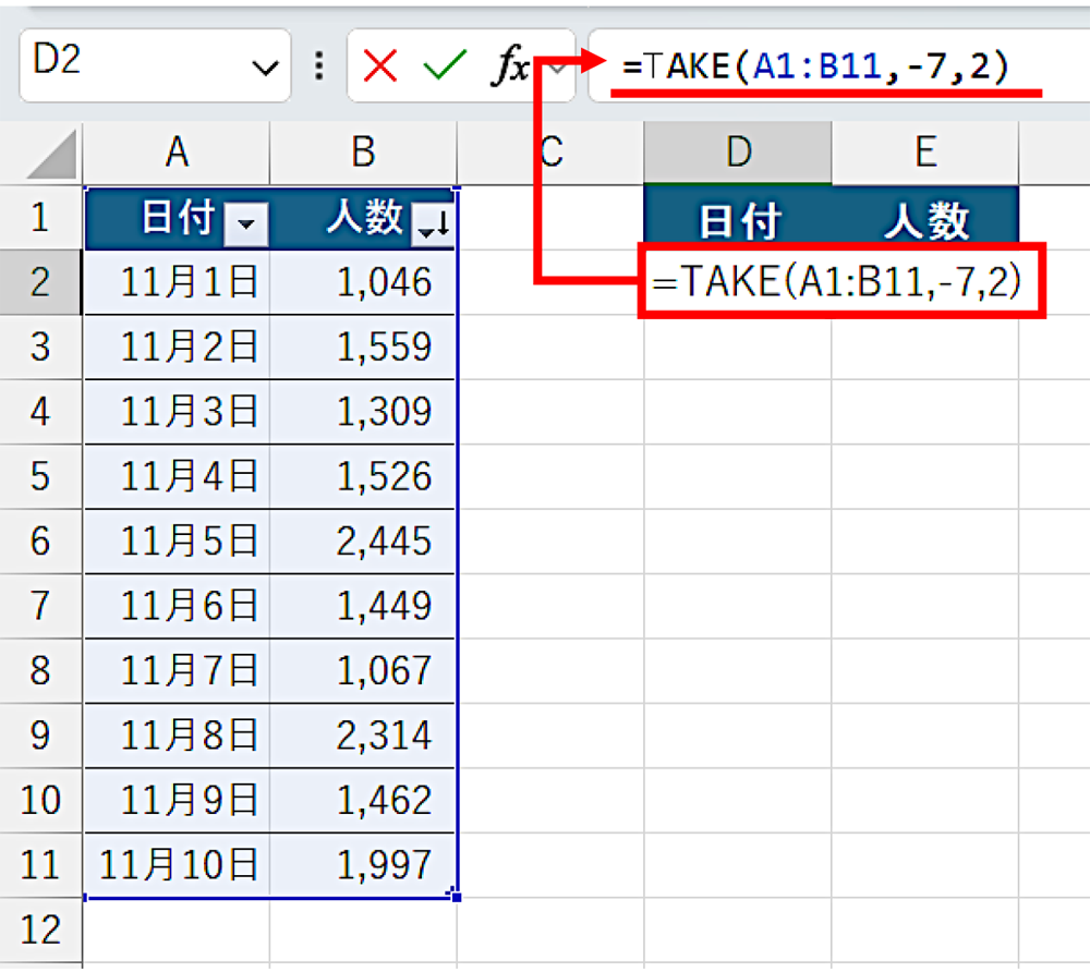 Excelで「直近1週間データ」の自動取り出し、テーブルとTAKE関数で楽々