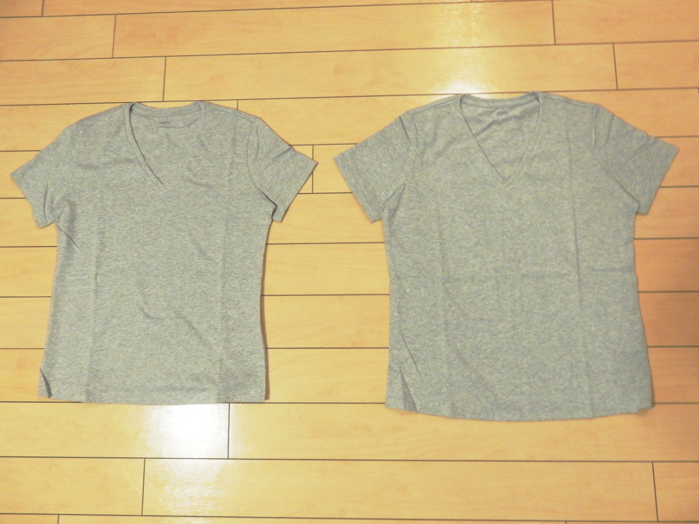 Tシャツの比較。推測データ（左）と実測データ（右）