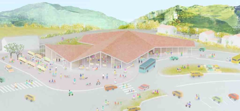 山並みのような大屋根の大西麻貴 百田有希 O Hに 島根県邑南町の道の駅プロポ 日経クロステック Xtech 山並みのような大屋根の大西麻貴 百田有希 O Hに 島根県邑南町の道の駅プロポ 日経クロステック Xtech