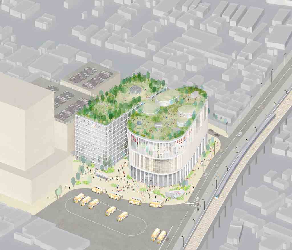 庁舎棟と広場棟が並ぶ石本 石上純也jvに 神奈川県厚木市複合施設プロポ 日経クロステック Xtech