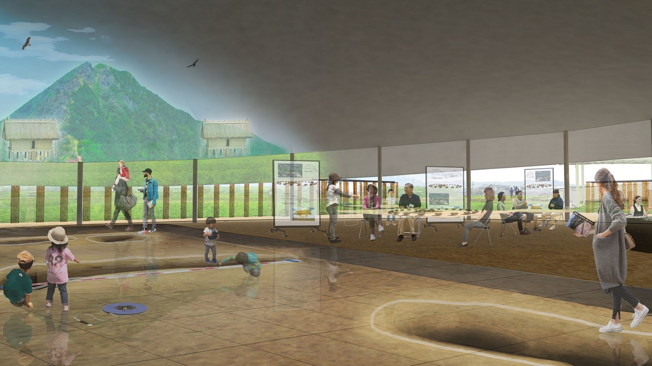 古代の舟を思わせる平田晃久事務所に、滋賀県守山市の伊勢遺跡整備