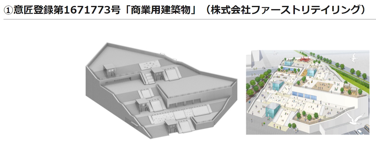 UNIQLO PARKは建築物の意匠が初めて登録された（資料：経済産業省）