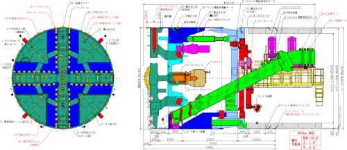 シールド機全体構造図（資料：安藤ハザマJV）