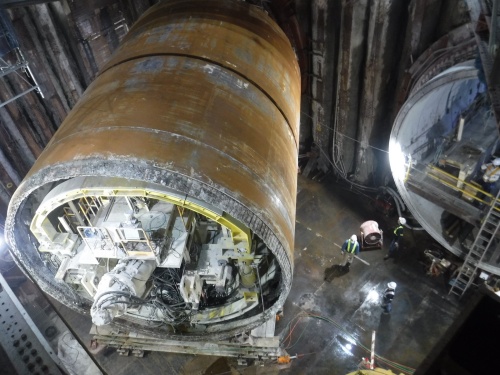 相鉄・東急直通線の綱島トンネルを掘削するシールドマシン。20年10月撮影（写真：鉄道建設・運輸施設整備支援機構）