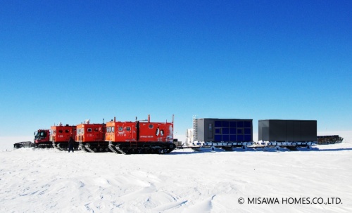 南極移動基地ユニット。極地における設置作業の合理化および居住性能の向上などを追求し、月面における有人拠点としての利用も想定して研究・開発を進めている（写真：ミサワホーム）