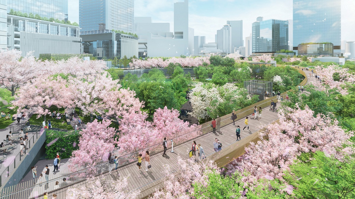 北公園と南公園をつなぐ上空通路「ひらめきの道」（資料：うめきた2期開発事業者JV）