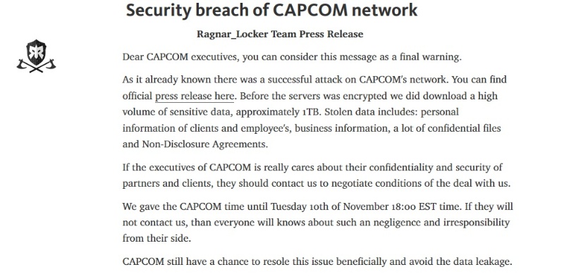 カプコンがランサムウエア被害か 脅迫文や攻撃に使われたとするマルウエアが見つかる 日経クロステック Xtech