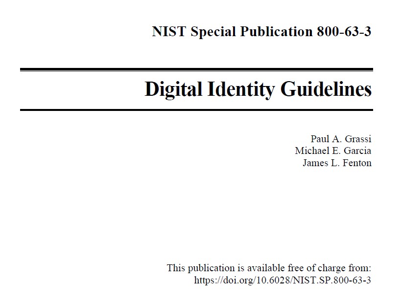 「NIST SP 800-63」第3版の表紙