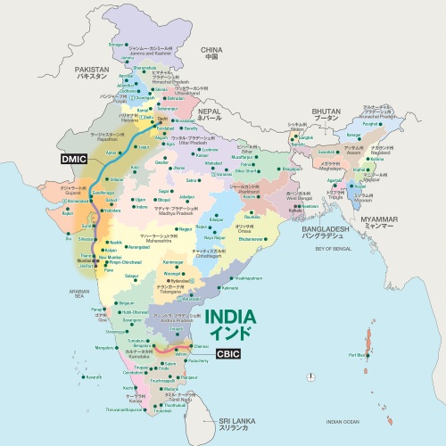 スマートシティーミッションの対象、現99都市をマッピングしたインド全図。29州を色分けしている（資料：日経アーキテクチュア）
