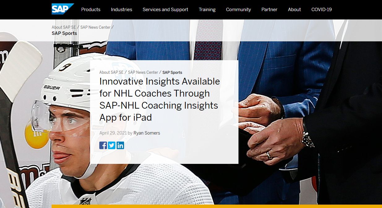 モバイルアプリ「SAP-NHLコーチングインサイト」の紹介ページ