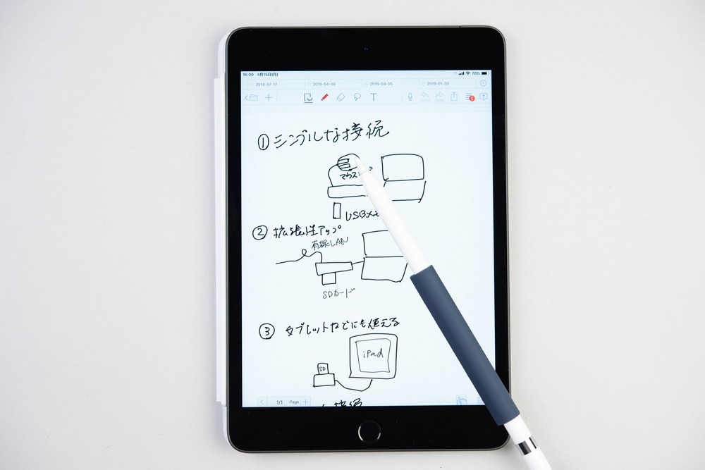 手書き入力はとても役立つ。Apple Pencilはあとで買い足してもよい