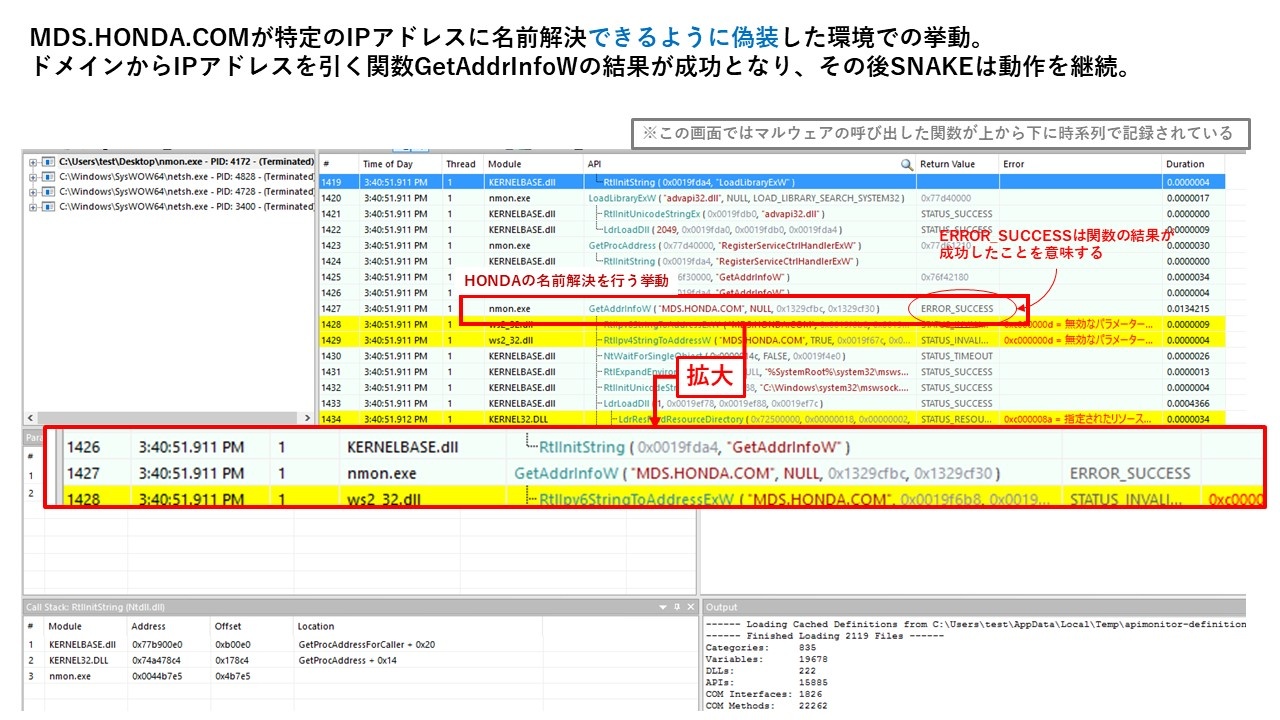 特定のIPアドレスに名前解決ができる環境で動かすとEKANSは動作を継続する