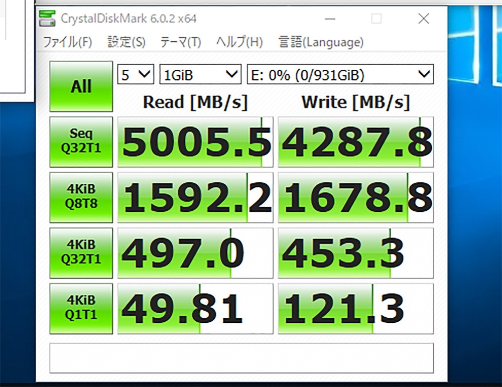 Ryzen 5 3600、ASRockX570 Taichi環境で実行したPCIe 4.0対応SSD「CSSD-M2B1TP3VNF」（CFD販売）のベンチマークテスト結果。ASRockが測定したもので、機材はいずれも正式発売前の試作機を使っている （出所：台湾ASRock）