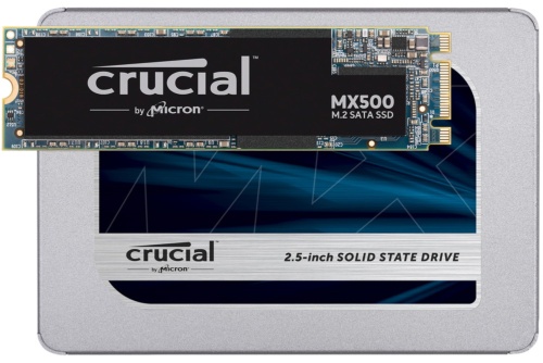 米マイクロン・テクノロジー（Micron Technology）の「Crucial MX500」は、「M.2」と「2.5インチ」両方のフォームファクターが用意されている。インターフェースはどちらもSerial ATA 6Gb／sだ