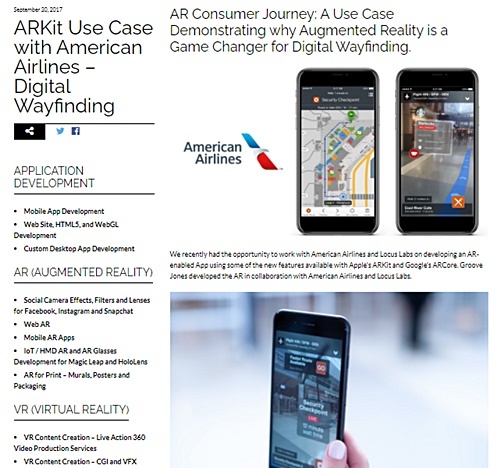 図2 American Airlinesの「AR道案内」を紹介するGroove JonesのWebサイト